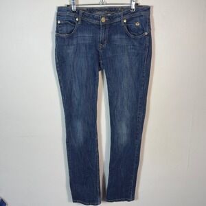 Apple Bottoms Jeans Womens Size 9/10 Embellished Studded Pockets Dark Wash Denim